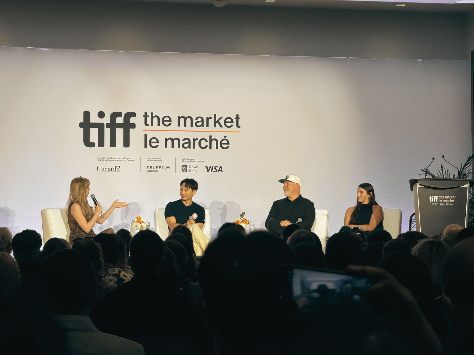 The Telefilm Canada panel on stage at TIFF The Market